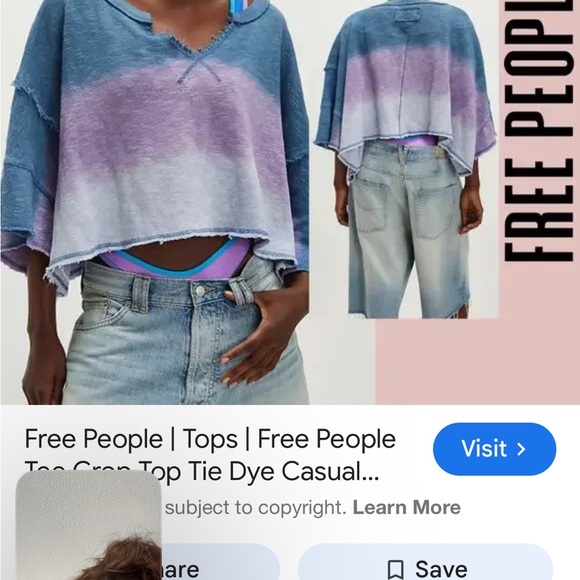 We The Free Distressed Blue and Lavender Long Sleeve Top - Picture 3 of 6